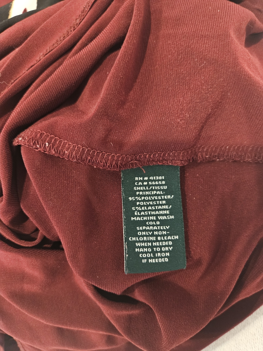 Lauren Ralph Lauren Burgundy Roughed Sheath Dress Faux Wrap V-Neck SZ 16 Stretch - Picture 6 of 6
